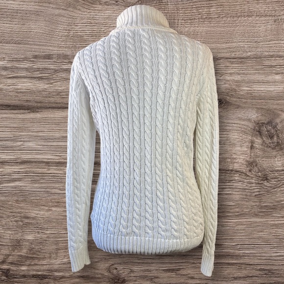 Croft&Barrow Cable Knit Turtleneck Sweater - White Medium - Picture 3 of 6